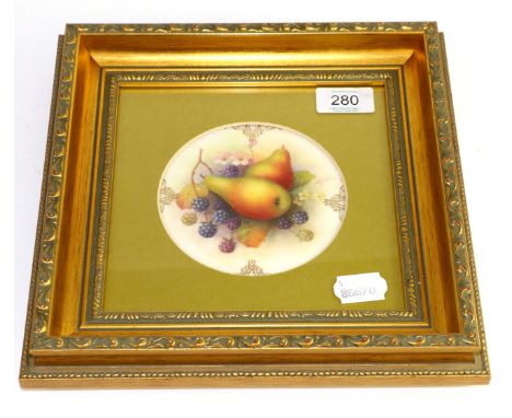 Royal Worcester plaque by Shuck, diameter 11.5cm 