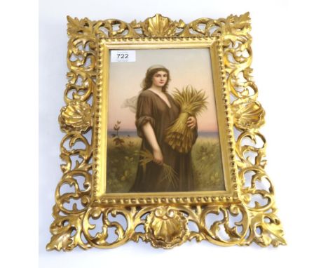 A KPM Berlin porcelain plaque, circa 1880, painted with Ruth in the Cornfield after Charles Landelle, signed R Dittrich, impr