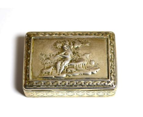 A George III silver snuff box, by Joseph Willmore, Birmingham, 1814, figural panel with shepherd boy and animals  