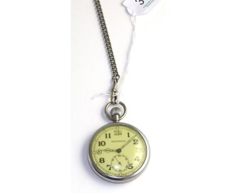 A military pocket watch, signed Jaeger LeCoultre, circa 1948, lever movement signed, dial with Arabic numerals, snap-on back 