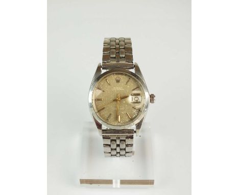A Gentleman’s stainless steel Rolex Precision Oysterdate wristwatch, the grey dial with batons, date aperture and sweep secon