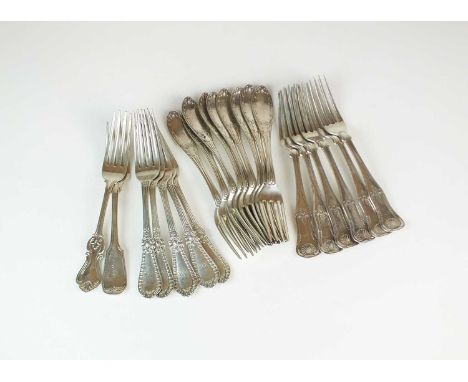 A collection of American Sterling silver forks, comprising; a set of six table forks by Wood &amp; Hughes each with engraved 