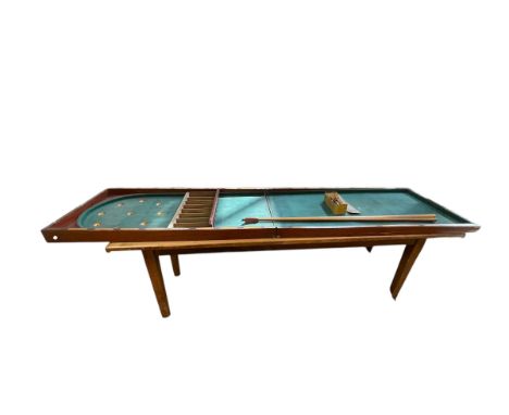 Vintage table top bar billiards and accessories.