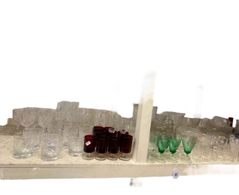 Collection of glass including Cranberry etc, and stick barometer.