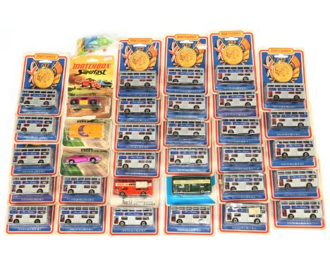 Matchbox Superfast No.17 Londoner Bus "Silver Jubilee 1952-1977" a group of 28; plus 2 others; 3 x blister pack issue models 