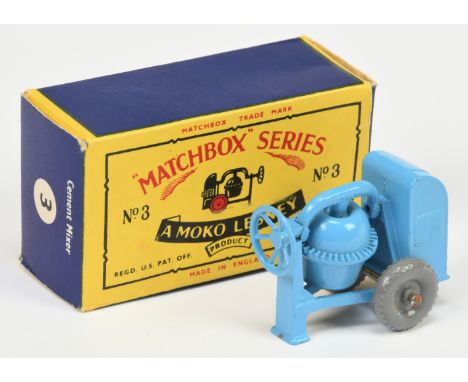 Matchbox Regular Wheels 3a Site Cement Mixer - Stannard Code 13 - blue type C body without engine cover handle cast but with 
