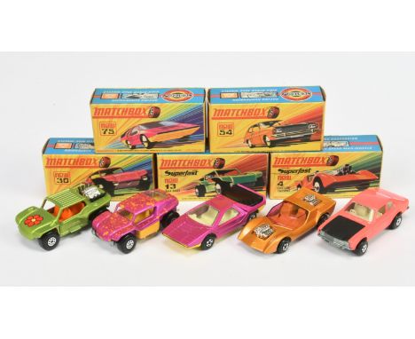 Matchbox Superfast group (1) 4b Gruesome Twosome - Metallic orange-gold body, purple windows, lemon yellow interior, bare met