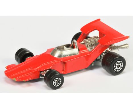 Matchbox Speed Kings factory trial model K35 Lightning Racing Car - red body without labels, chrome plated windscreen, white 