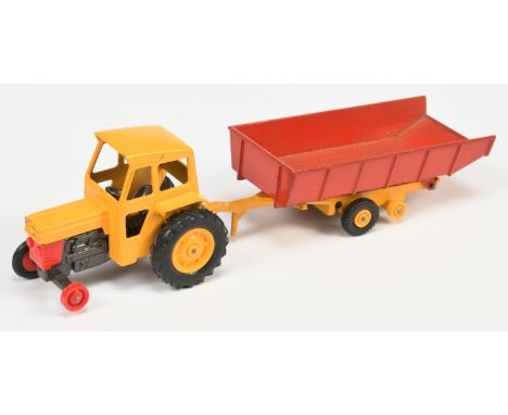 Matchbox King Size K3 Massey Ferguson Tractor &amp; Farm Tipping Trailer Factory Pre-production trial - yellow tractor body, 