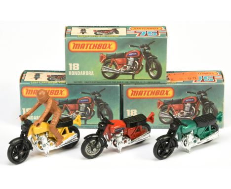 Matchbox Superfast 18b Hondarora (Honda) Motorcycle group of&nbsp; (1) - red body, with label, black seat, handlebars, bare m