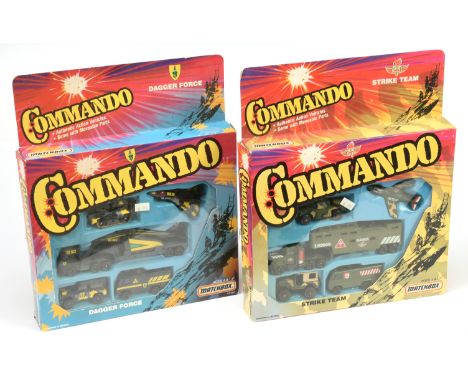 Matchbox Superfast Commando a boxed pair (1) CF300 Strike Team comprising various Military vehicles in military green/brown c