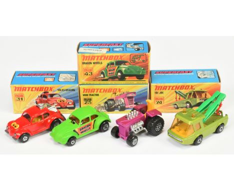 Matchbox Superfast&nbsp; group (1) 25b Mod Tractor - metallic candy pink body, dark yellow seats, Maltese Cross wheels (2) 31