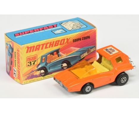 Matchbox Superfast 37b Soopa Coopa promotional issue - orange body with "Jaffa Mobile" roof label, dark amber windscreen, lem