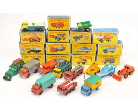 Matchbox Regular Wheels Group Of 13 To Include 12c Land rover Safari - Green, 25c Bedford Tanker "BP" - Yellow, green and whi