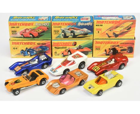 Matchbox Superfast group of Cars. (1) 35b Fandango - white body with racing number 35 nose label, red interior with chrome fa