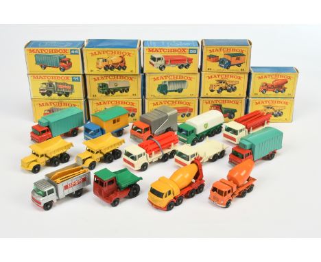 Matchbox Regular Wheels group of Commercia Vehicles to include 2 x 58c DAF Girder Truck; 2 x 44c GMC Refrigerator Truck; 21c 