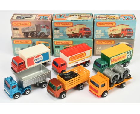 Matchbox Superfast group of Commercial vehicles. Including (1) 30d Leyland Articulated Truck - metallic blue tractor unit wit