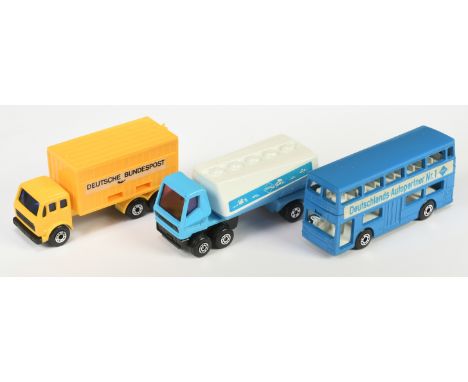 Matchbox Superfast group (1) 63b Freeway Gas Tanker "Aral" - light blue Tractor Unit with purple windows, Trailer has light b