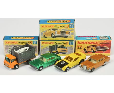 Matchbox Superfast group (1) 37a Dodge Cattle Truck - orange cab &amp; chassis, grey plastic rear body with Cattle attached t