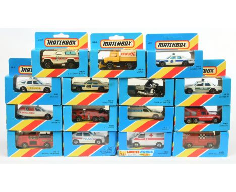 Matchbox Superfast MB Series, a boxed group of Emergency Service Models to include, MB13 Snorkel Fire Engine, MB12 Citroen CX
