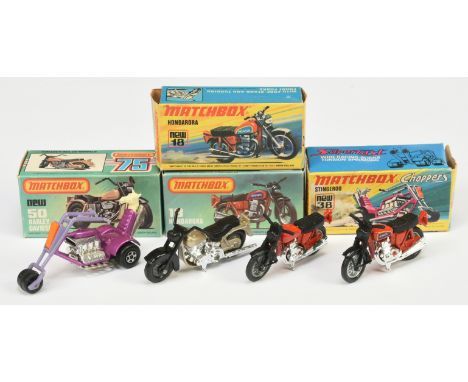 Matchbox Superfast Motorcycle group (1) 18b Hondarora Motorcycle - red frame with Honda labels, chrome engine, black plastic 