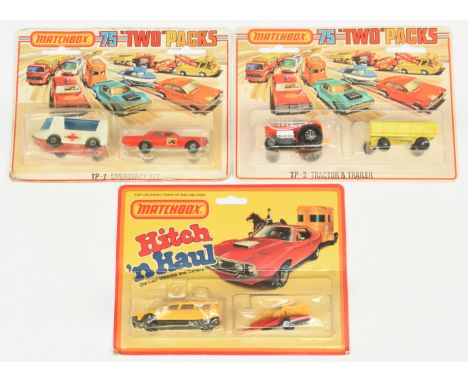 Matchbox Superfast 3 packs of Twin Packs. (1) "Hitch 'n Haul" twin pack containing 12c Citroen CX Estate - yellow body withou