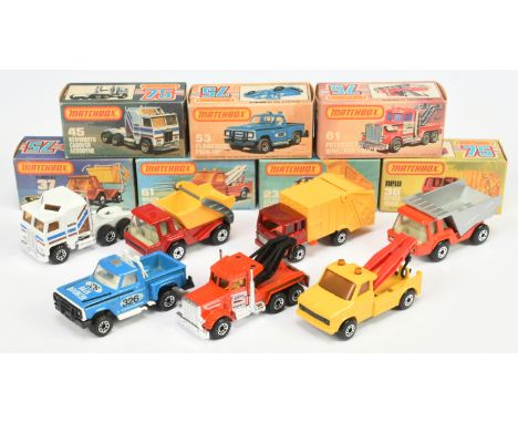 Matchbox Superfast group of Commercial vehicles. (1) 23c Atlas Tipper Truck - burnt orange cab &amp; chassis, metallic silver