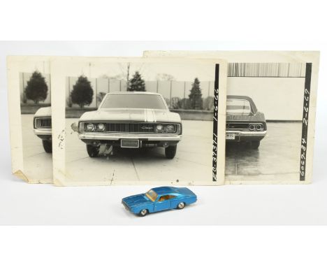 Matchbox King Size K22 Dodge Charger factory Pre-production trial model - metallic blue body with opening doors, clear window