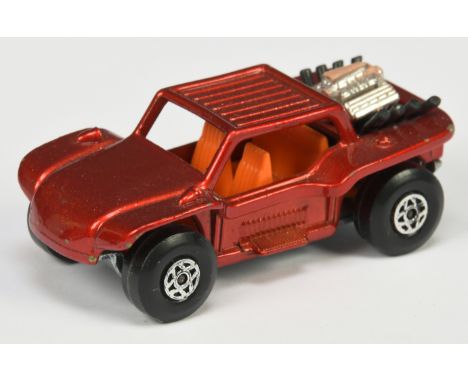 Matchbox Superfast 13b Baja Buggy - factory Pre-production colour trial - metallic red body, black engine exhausts, orange in