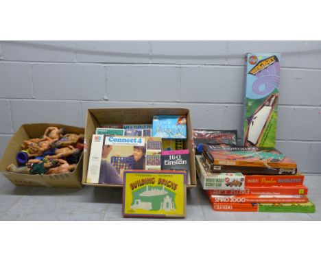 Board games and modern Action Man figures, etc. 