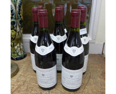 Eight bottles of Nuits-Saint-Georges 1992 red wine 