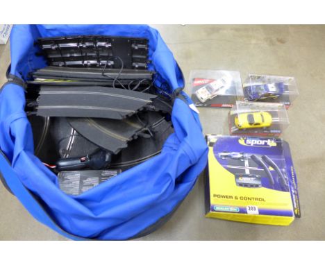A Scalextric set with cars 