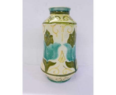 A c1900 Della Robbia vase, chip to the rim, 19.5cm 