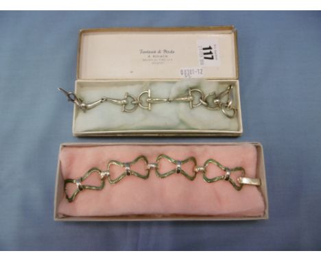 An Italian enamel &amp; silver bracelet and unmarked bracelet