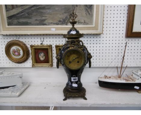 An enamel &amp; ormulu mantle clock  