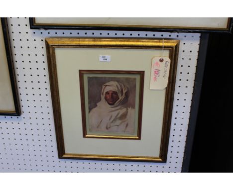 John Singer Sargent (1856-1925), colour print, Portrait of an Arabic man, 22cm x 17cm, mounted, in gilt frame and glazed