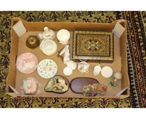 A box of Border Fine Arts animal groups, Hammersley China, Wedgewood etc.