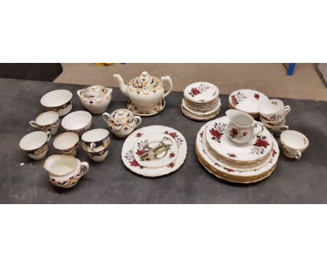 A Grafton part tea service and a Colclough part tea service including incomplete cake stand
