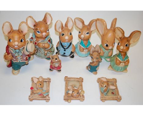 A collection of various Pendelfin figures to include Uncle Henry, Aunt Ruby, Uncle Soames, Mother Rabbit, and Father Rabbit, 