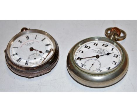 A Victorian silver cased open faced pocket watch, having enamel dial with Roman numerals and subsidiary seconds dial, signed 