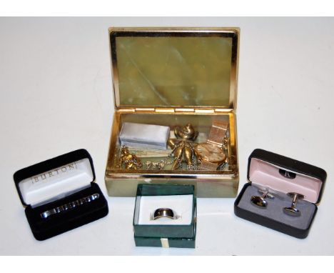 A small collection of miscellaneous items to include onyx table top cigarette box, gentleman's Timex gold plated cased wristw
