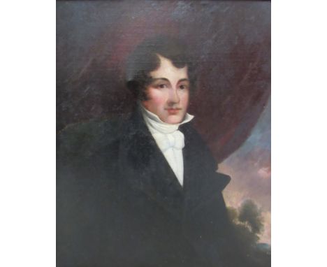 An early 19th Century gilt framed oil on canvas portrait of a young Georgian gentleman. 75cm x 62cm