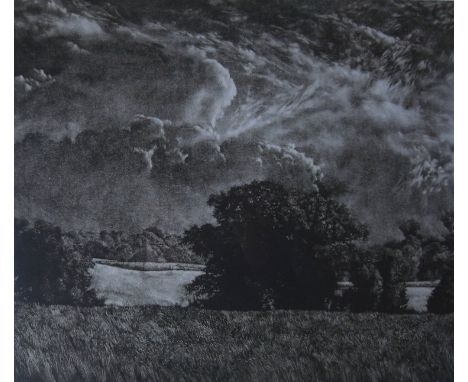 MARTIN MITCHELL (XX/XXI British): A framed and glazed mezzotint  entitled "Harvest Home". Signed in pencil and numbered 2/25.