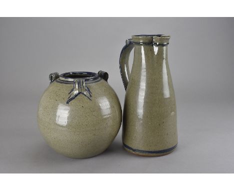 A collection of Trelowarren Pottery, by Nic Harrison in the Leach style, including tea pot, coffee pot, pestle and mortar, a 