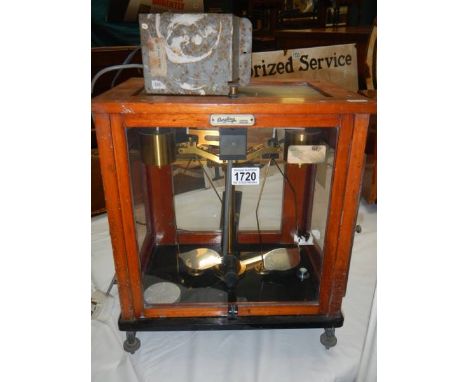 A cased set of pharmacy scales, COLLECT ONLY.