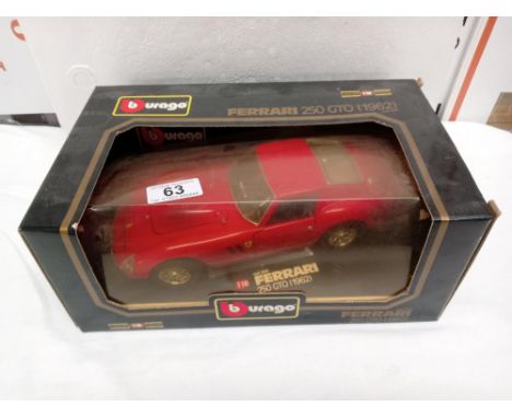 A boxed Burago Ferrari 250 GTO, scale 1:18