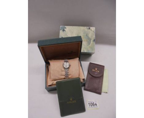 A Rolex Tudor Oyster perpetual rotar self winding lady's watch in a Rolex Oyster case and box with certificate.Watch currentl
