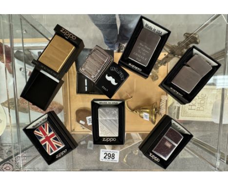 A quantity of Zippo lighters (2 are personalised) (untested)