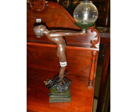 An art deco style figure lamp, COLLECT ONLY.