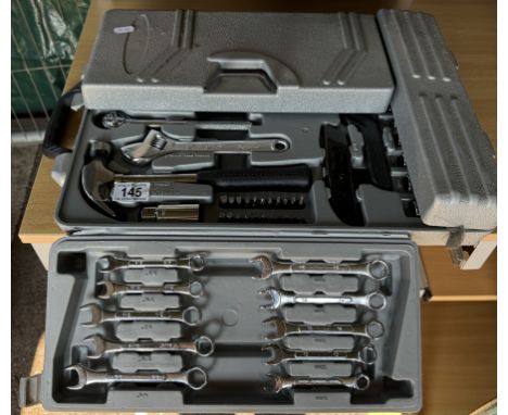 A tool case with assorted tools, spanners &amp; socket set
